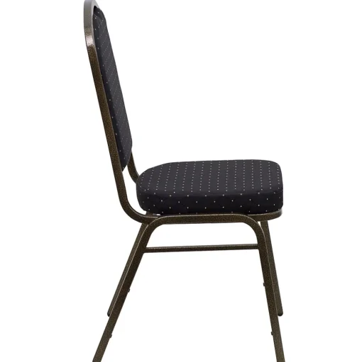 Flash Furniture Folding & Stacking<HERCULES Series Fabric Banquet Stacking Chair, Black Patterned/Gold Vein Frame, 4 Pack (4FDC01GVS0806)