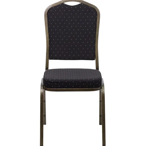 Flash Furniture Folding & Stacking<HERCULES Series Fabric Banquet Stacking Chair, Black Patterned/Gold Vein Frame, 4 Pack (4FDC01GVS0806)