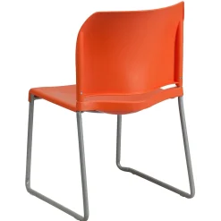 Flash Furniture Folding & Stacking<HERCULES Series Plastic Contoured Stack Chair with Sled Base, Orange/Gray (RUT238AOR)