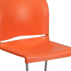 Flash Furniture Folding & Stacking<HERCULES Series Plastic Contoured Stack Chair with Sled Base, Orange/Gray (RUT238AOR)