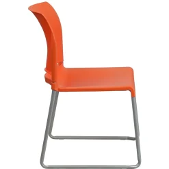 Flash Furniture Folding & Stacking<HERCULES Series Plastic Contoured Stack Chair with Sled Base, Orange/Gray (RUT238AOR)
