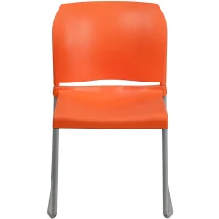 Flash Furniture Folding & Stacking<HERCULES Series Plastic Contoured Stack Chair with Sled Base, Orange/Gray (RUT238AOR)