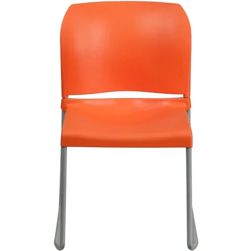 Flash Furniture Folding & Stacking<HERCULES Series Plastic Contoured Stack Chair with Sled Base, Orange/Gray (RUT238AOR)