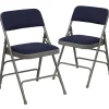 Flash Furniture Folding & Stacking<HERCULES Series Fabric Folding Chair, Navy Blue, 2/Pack (2HAMC309AFNVY)