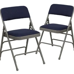 Flash Furniture Folding & Stacking<HERCULES Series Fabric Folding Chair, Navy Blue, 2/Pack (2HAMC309AFNVY)