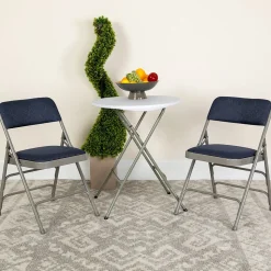 Flash Furniture Folding & Stacking<HERCULES Series Fabric Folding Chair, Navy Blue, 2/Pack (2HAMC309AFNVY)