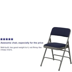 Flash Furniture Folding & Stacking<HERCULES Series Fabric Folding Chair, Navy Blue, 2/Pack (2HAMC309AFNVY)