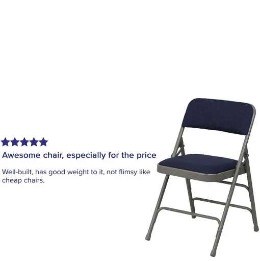 Flash Furniture Folding & Stacking<HERCULES Series Fabric Folding Chair, Navy Blue, 2/Pack (2HAMC309AFNVY)