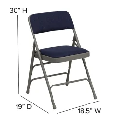 Flash Furniture Folding & Stacking<HERCULES Series Fabric Folding Chair, Navy Blue, 2/Pack (2HAMC309AFNVY)