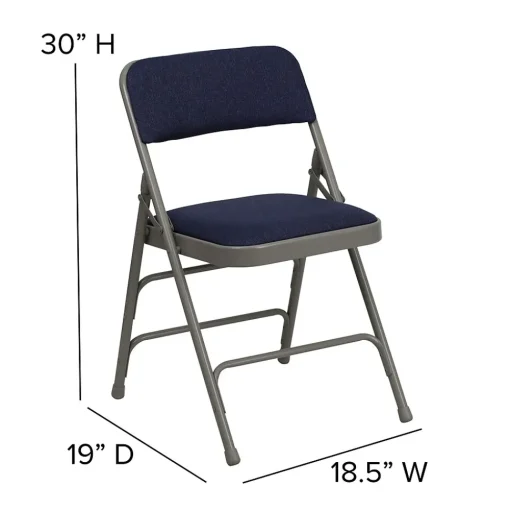 Flash Furniture Folding & Stacking<HERCULES Series Fabric Folding Chair, Navy Blue, 2/Pack (2HAMC309AFNVY)