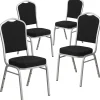 Flash Furniture Folding & Stacking<HERCULES Series Fabric Banquet Stacking Chair, Black/Silver Frame, 4 Pack (4FDC01S11)