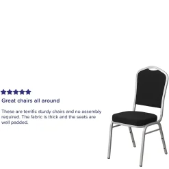 Flash Furniture Folding & Stacking<HERCULES Series Fabric Banquet Stacking Chair, Black/Silver Frame, 4 Pack (4FDC01S11)