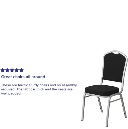 Flash Furniture Folding & Stacking<HERCULES Series Fabric Banquet Stacking Chair, Black/Silver Frame, 4 Pack (4FDC01S11)