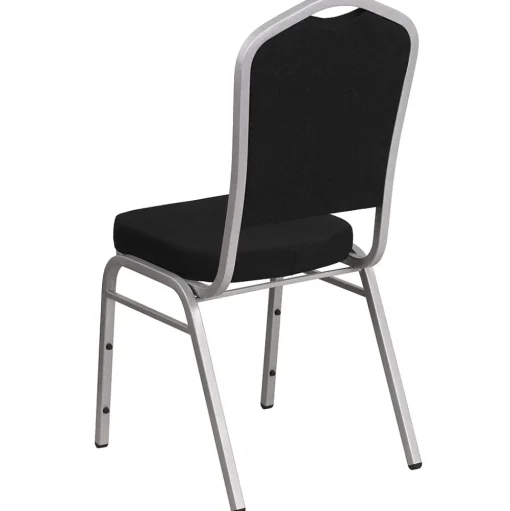 Flash Furniture Folding & Stacking<HERCULES Series Fabric Banquet Stacking Chair, Black/Silver Frame, 4 Pack (4FDC01S11)