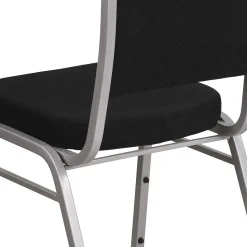 Flash Furniture Folding & Stacking<HERCULES Series Fabric Banquet Stacking Chair, Black/Silver Frame, 4 Pack (4FDC01S11)