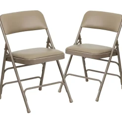 Flash Furniture Folding & Stacking<HERCULES Series Vinyl Banquet/Reception Chair, Beige, 2/Pack (2HAMC309AVBGE)