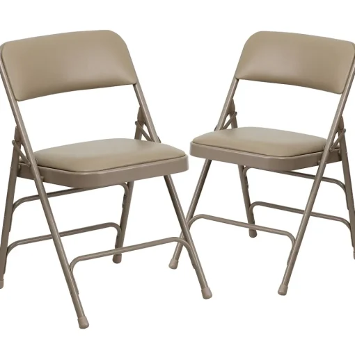 Flash Furniture Folding & Stacking<HERCULES Series Vinyl Banquet/Reception Chair, Beige, 2/Pack (2HAMC309AVBGE)