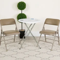 Flash Furniture Folding & Stacking<HERCULES Series Vinyl Banquet/Reception Chair, Beige, 2/Pack (2HAMC309AVBGE)