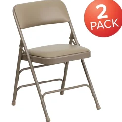 Flash Furniture Folding & Stacking<HERCULES Series Vinyl Banquet/Reception Chair, Beige, 2/Pack (2HAMC309AVBGE)