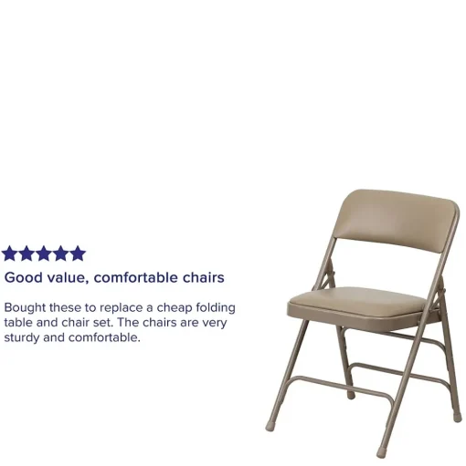Flash Furniture Folding & Stacking<HERCULES Series Vinyl Banquet/Reception Chair, Beige, 2/Pack (2HAMC309AVBGE)