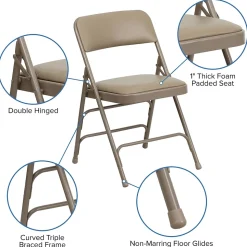 Flash Furniture Folding & Stacking<HERCULES Series Vinyl Banquet/Reception Chair, Beige, 2/Pack (2HAMC309AVBGE)