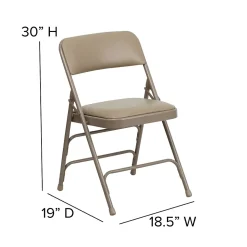 Flash Furniture Folding & Stacking<HERCULES Series Vinyl Banquet/Reception Chair, Beige, 2/Pack (2HAMC309AVBGE)