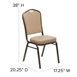 Flash Furniture Folding & Stacking<HERCULES Series Vinyl Banquet Stacking Chair, Tan/Copper Vein Frame, 4 Pack (4FDC01CPRTN)