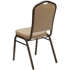 Flash Furniture Folding & Stacking<HERCULES Series Vinyl Banquet Stacking Chair, Tan/Copper Vein Frame, 4 Pack (4FDC01CPRTN)