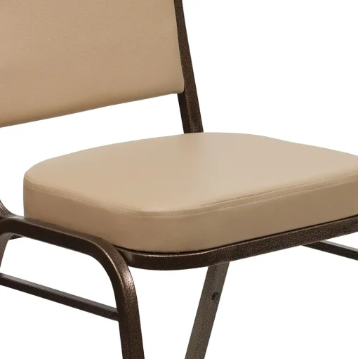 Flash Furniture Folding & Stacking<HERCULES Series Vinyl Banquet Stacking Chair, Tan/Copper Vein Frame, 4 Pack (4FDC01CPRTN)