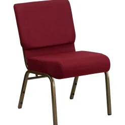 Flash Furniture Folding & Stacking<HERCULES Series Fabric Church Stacking Chair, Burgundy/Gold Vein Frame (FCH2214GV369)