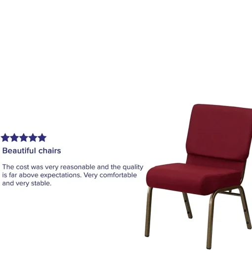 Flash Furniture Folding & Stacking<HERCULES Series Fabric Church Stacking Chair, Burgundy/Gold Vein Frame (FCH2214GV369)