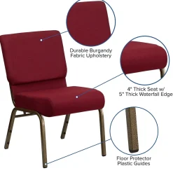 Flash Furniture Folding & Stacking<HERCULES Series Fabric Church Stacking Chair, Burgundy/Gold Vein Frame (FCH2214GV369)