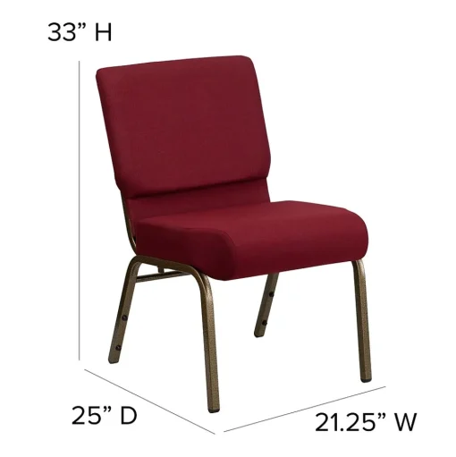 Flash Furniture Folding & Stacking<HERCULES Series Fabric Church Stacking Chair, Burgundy/Gold Vein Frame (FCH2214GV369)
