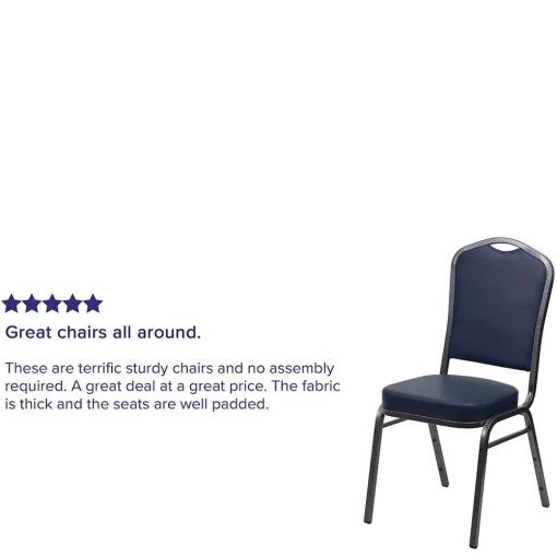Flash Furniture Folding & Stacking<HERCULES Series Vinyl Banquet Stacking Chair, Navy/Silver Vein Frame, 4 Pack (4FDC01SVNY)