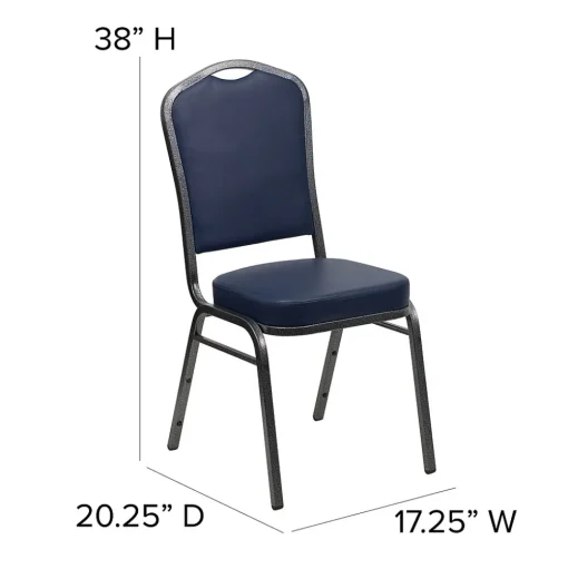Flash Furniture Folding & Stacking<HERCULES Series Vinyl Banquet Stacking Chair, Navy/Silver Vein Frame, 4 Pack (4FDC01SVNY)