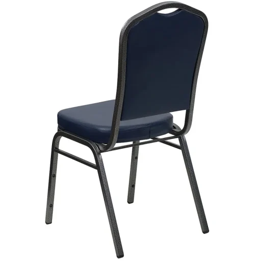 Flash Furniture Folding & Stacking<HERCULES Series Vinyl Banquet Stacking Chair, Navy/Silver Vein Frame, 4 Pack (4FDC01SVNY)
