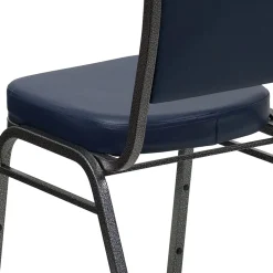 Flash Furniture Folding & Stacking<HERCULES Series Vinyl Banquet Stacking Chair, Navy/Silver Vein Frame, 4 Pack (4FDC01SVNY)