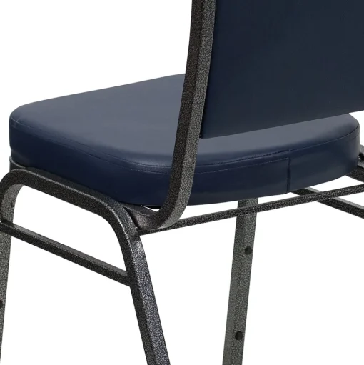 Flash Furniture Folding & Stacking<HERCULES Series Vinyl Banquet Stacking Chair, Navy/Silver Vein Frame, 4 Pack (4FDC01SVNY)