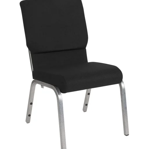 Flash Furniture Folding & Stacking<HERCULES Series Fabric Stacking Church Chair, Black/Silver Vein Frame (XUCH60096BKSV)