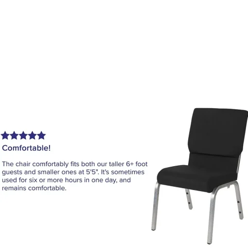 Flash Furniture Folding & Stacking<HERCULES Series Fabric Stacking Church Chair, Black/Silver Vein Frame (XUCH60096BKSV)