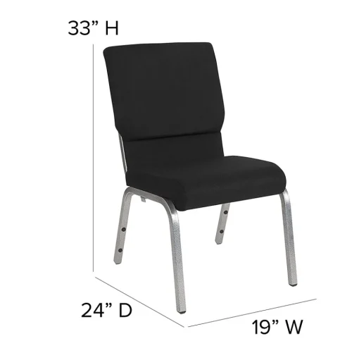 Flash Furniture Folding & Stacking<HERCULES Series Fabric Stacking Church Chair, Black/Silver Vein Frame (XUCH60096BKSV)