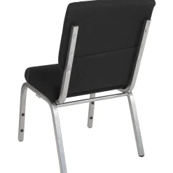 Flash Furniture Folding & Stacking<HERCULES Series Fabric Stacking Church Chair, Black/Silver Vein Frame (XUCH60096BKSV)