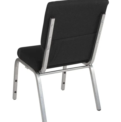 Flash Furniture Folding & Stacking<HERCULES Series Fabric Stacking Church Chair, Black/Silver Vein Frame (XUCH60096BKSV)