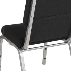 Flash Furniture Folding & Stacking<HERCULES Series Fabric Stacking Church Chair, Black/Silver Vein Frame (XUCH60096BKSV)