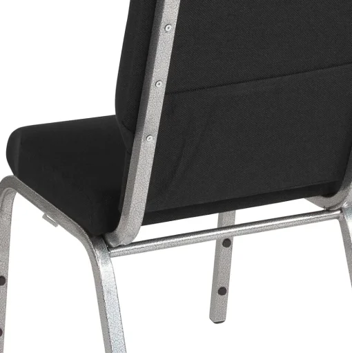 Flash Furniture Folding & Stacking<HERCULES Series Fabric Stacking Church Chair, Black/Silver Vein Frame (XUCH60096BKSV)