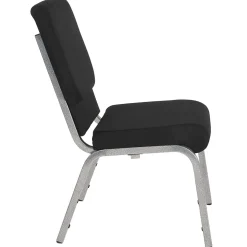 Flash Furniture Folding & Stacking<HERCULES Series Fabric Stacking Church Chair, Black/Silver Vein Frame (XUCH60096BKSV)