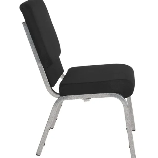 Flash Furniture Folding & Stacking<HERCULES Series Fabric Stacking Church Chair, Black/Silver Vein Frame (XUCH60096BKSV)