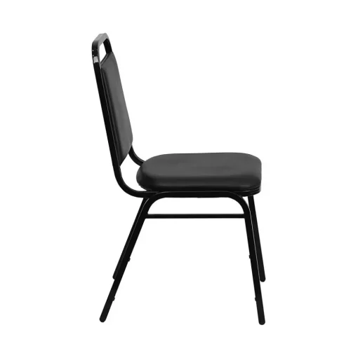 Flash Furniture Folding & Stacking<HERCULES™ 18"H Vinyl Black Frame Trapezoidal Back Banquet Chair, Black, 20/Pack (20FDBHF2BKVYL)