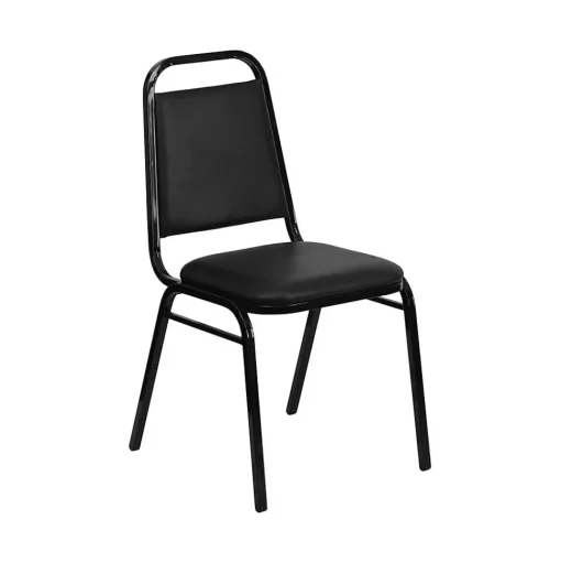 Flash Furniture Folding & Stacking<HERCULES™ 18"H Vinyl Black Frame Trapezoidal Back Banquet Chair, Black, 20/Pack (20FDBHF2BKVYL)