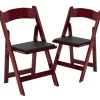 Flash Furniture Folding & Stacking<HERCULES Series Wood Folding Chair, Mahogany/Black, 2/Pack (2XF2903MAHWOOD)